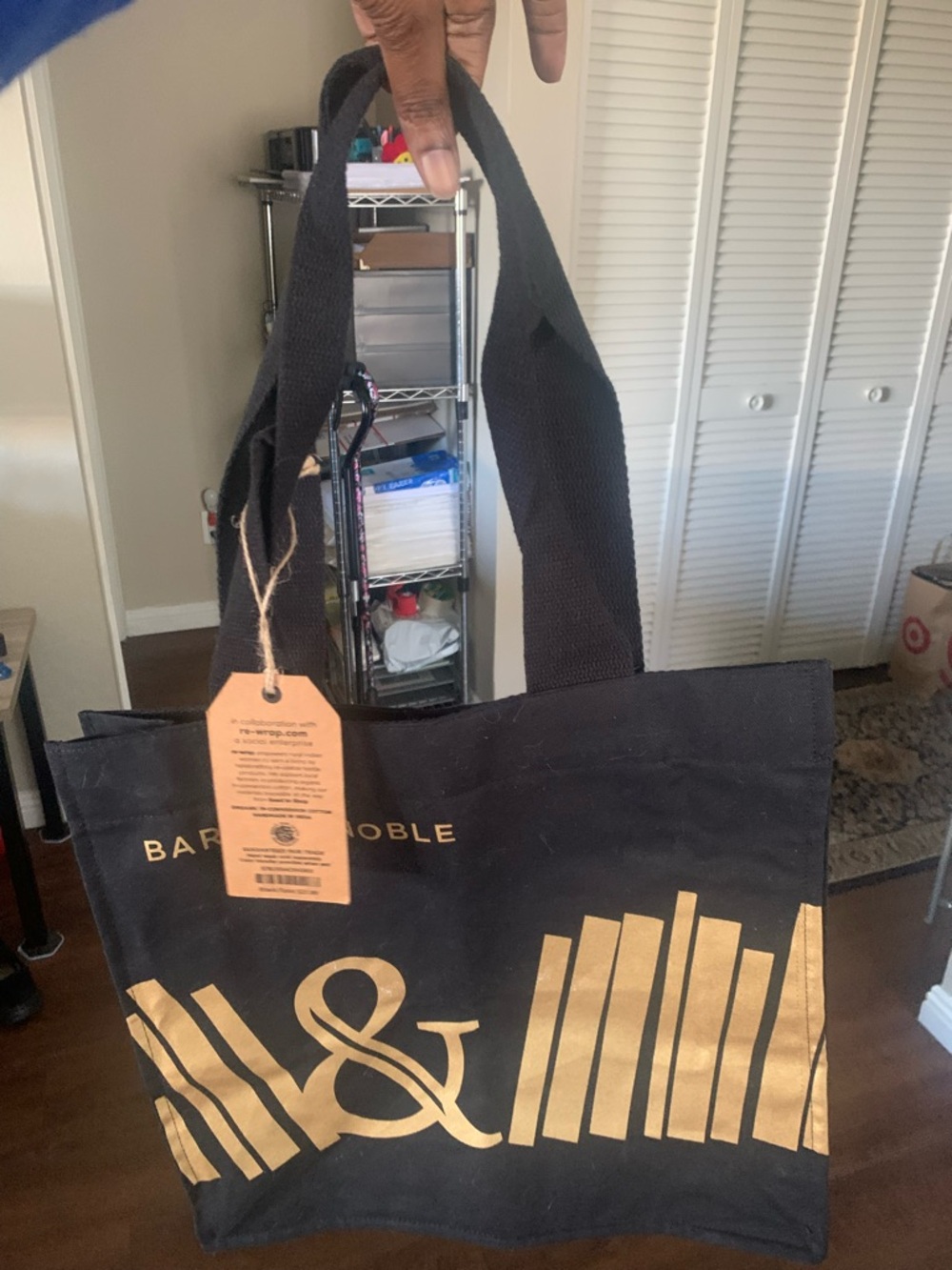 Barnes & Noble Reusable For Books & More Tote Bag With Inside Hanging Pocket NWT